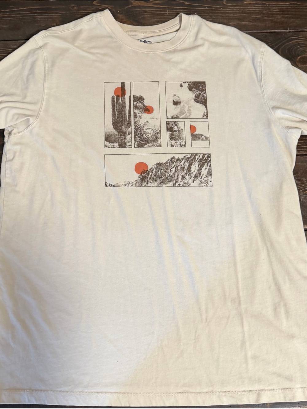 Goodfellow & Co Cream Short-Sleeve Graphic Tee with Orange Accents